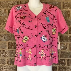 NWT Jack B. Quick Pink Sweater Diner Roller Skates Size Large New Old